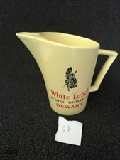 White Lablel Scotch Wasserkrug Keramik Krug Karaffe 800ml Sammlerzustand #37