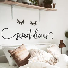 Sweet Dreams Wall Decal Sticker Quotes Over the Bed for Bedroom Vinyl Wall Art