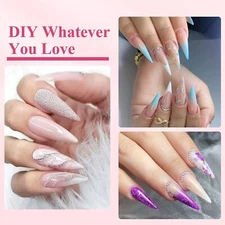 500Pcs False Nails Long Stiletto Acrylic Half Cover Tips Pointy Gel Nail US