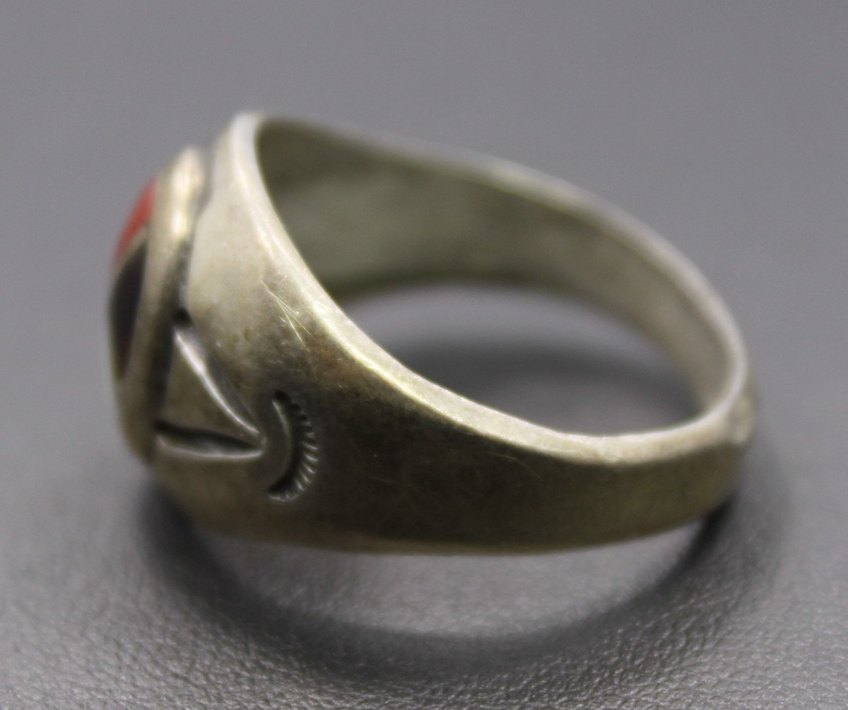 Sterling Silver Navajo Artisan Henry Baca Multi-stone Inlay Ring