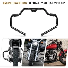 Mustache Engine Guard Crash Bar Fit For Harley Softail Fat Boy 2018-2024 Black