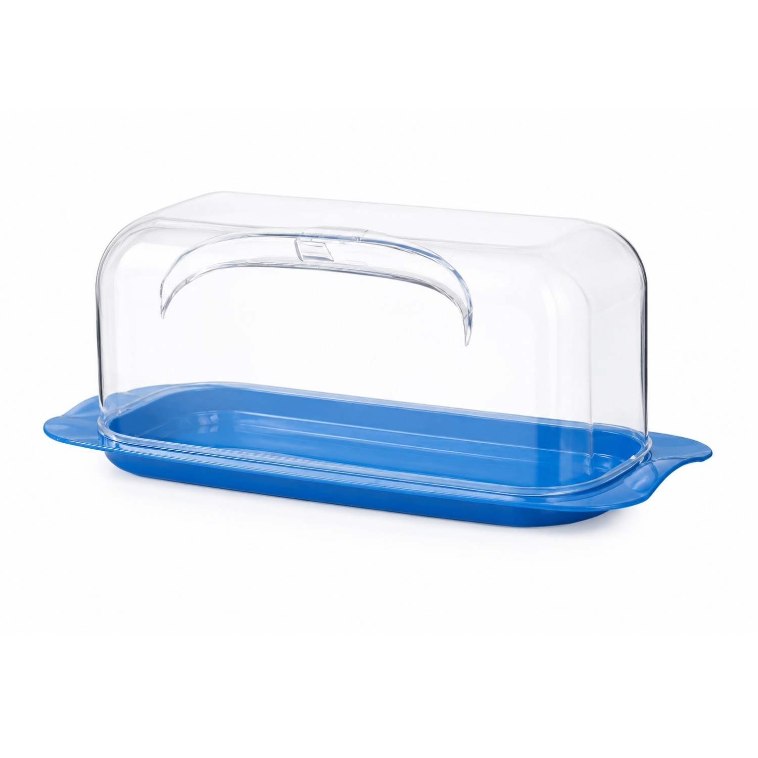 Bread & Cake Box Bin 36cm Acrylic Lid Plastic Base Clear Blue Storage Keeper