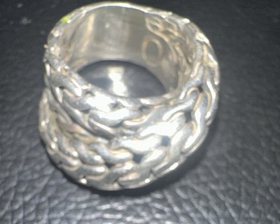 John Hardy klassische Schlangengeflecht Kette Sterlingsilber Crossover Knoten Ring s7