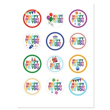 BIG 2" COLORFUL ROUND BIRTHDAY STICKERS SEALS USA MADE #BD.10