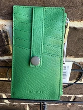 NWT $145 Hammitt Cardholder Wallet leather LIME ZEST green Brushed Silver