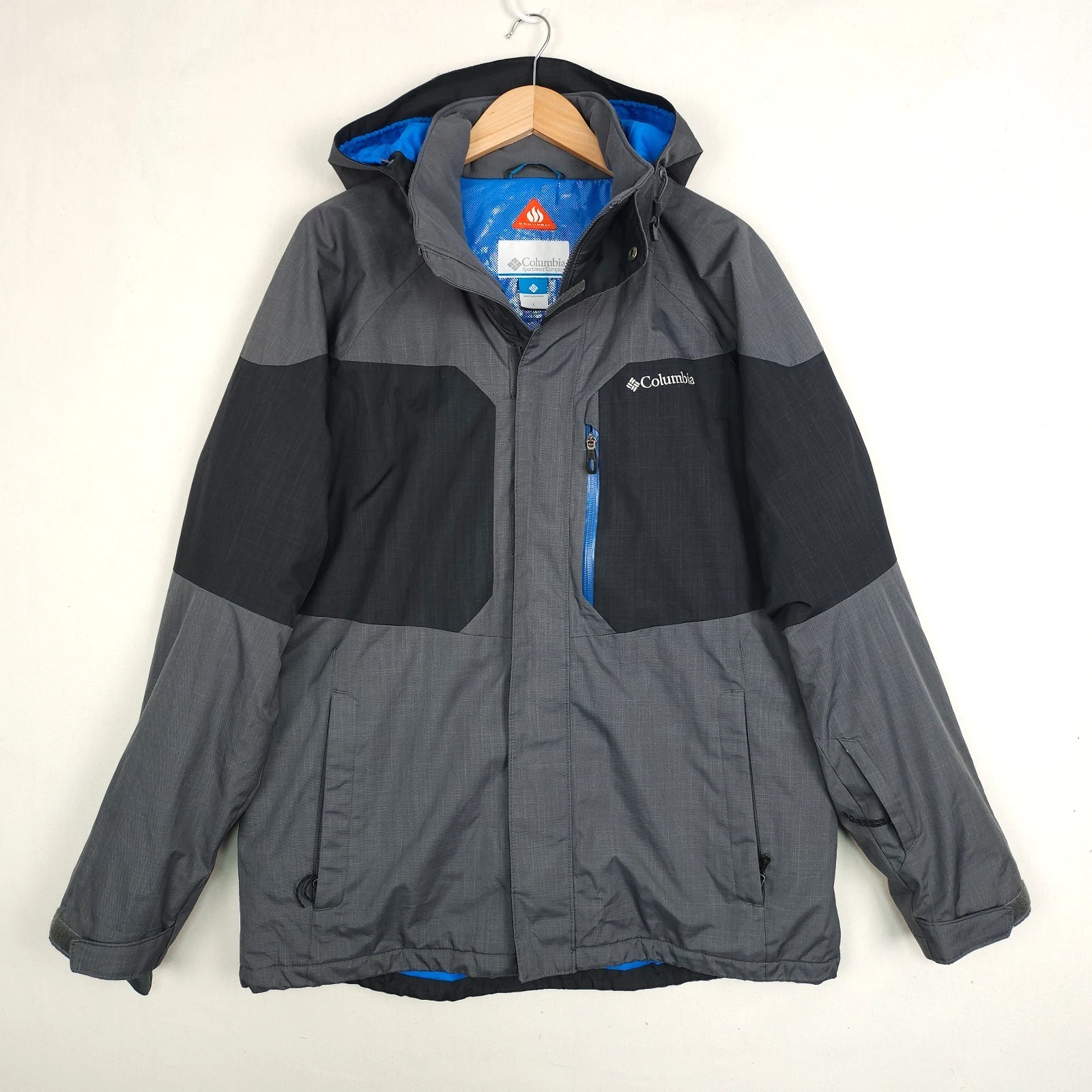 Columbia Jacket Mens Large Grey Alpine Hooded Parker Omni Heat Full Zip Coat