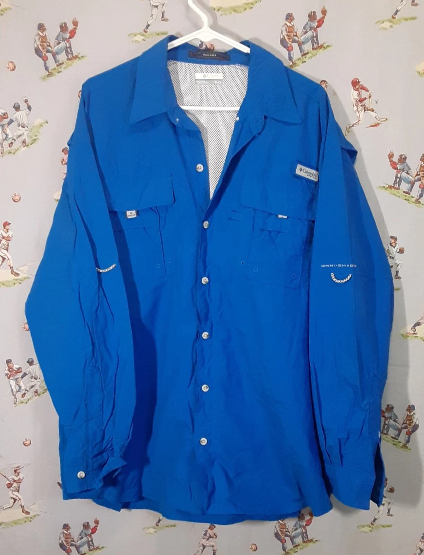 🎣 Columbia PFG Bahama Omni-Shade Men's Long Sleeve Vented Fishing Shirt Sz XL