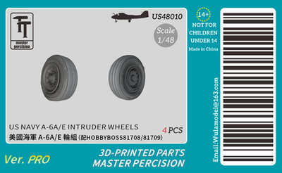 WULA 48010 1/48 US NAVY A-6A/E Intruder Wheels（4PCS)（For HOBBYBOSS 81708/81709）