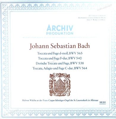 Bach - Toccata Und Fuge D-moll, BWV 565 / BWV 540 / BWV 538 / BWV 564 LP .*