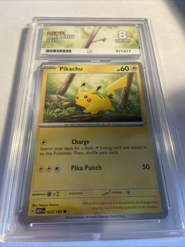Pokemon Pikachu Card 025/165 Ace graded 8