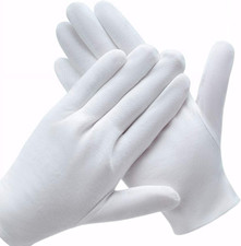 12 Pairs White Cotton Gloves for Serving Inspection Costume - Cloth Gloves for D