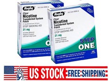 2 PACK-Rugby Clear Nicotine 21mg Transdermal System Patch Step