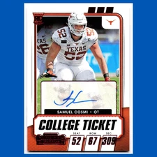 Samuel Cosmi Rookie #195 Autograph 2021 Panini Contenders Draft Picks Red Card