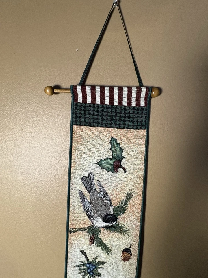 Corona Woven Tapestry Wall Hanging Bell Pull Holiday With Birds - Image 2 of 4