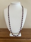 Vintage 14K Gold Garnet Biwa Pearl Necklace 28" Faceted Gemstone Bead Filigree — photo 1