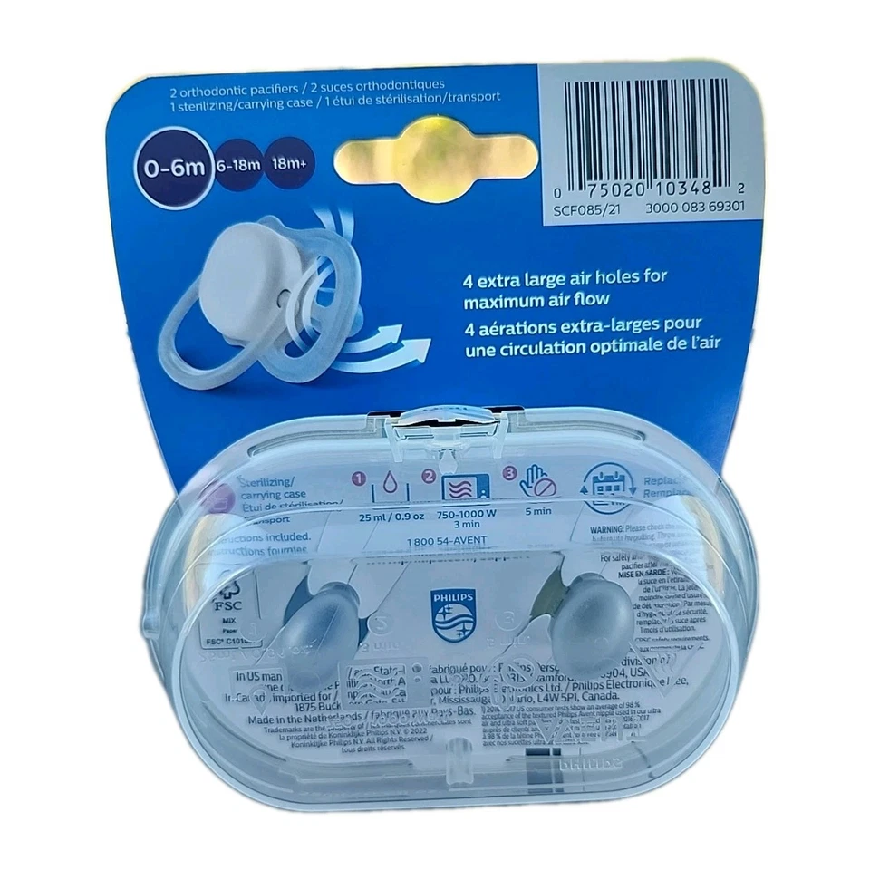 Chupete PHILIPS AVENT Ortodoncia 0-6 Meses Ultra Air Pack 2 Foto 2 de 4