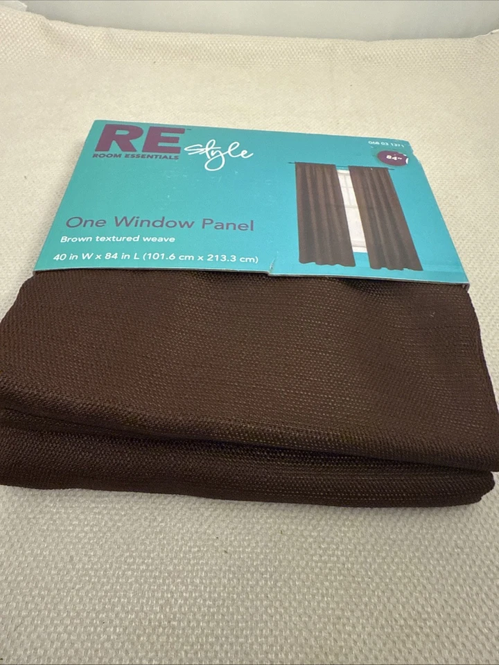 RE Room Essentials Style One Window Wall Panel Curtain 40”X84''. Brown Textured - Image 2 of 4
