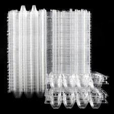 JAPCHET 120 Pack 12 Grid Quail Egg Cartons, Reusable 120 12 Grid, Clear