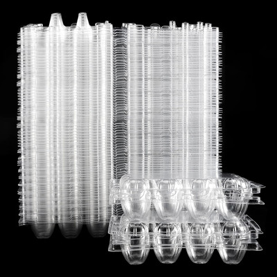 JAPCHET 120 Pack 12 Grid Quail Egg Cartons, Reusable 120 12 Grid, Clear 