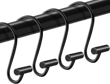 Shower Curtain Hooks Rings,Set of 24 Rustproof Metal for Black 