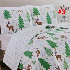 Premium Microfiber Reversible Christmas Quilt Duvet Set Queen Snowflake 3 Piece