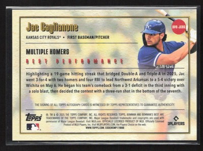 2025 Bowman's Best Performance Jac Caglianone #BPB-JCAG Refractor