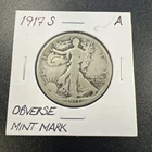 1917-S Liberty Walking Half Dollar 50c - Low Mintage /Obverse Mintmark - NR! A
