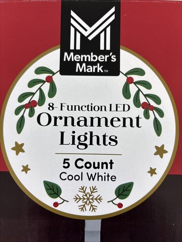 Member's Mark 5ct Jumbo Mercury Ornament LED Lights, 6.6' Length, Cool White - Picture 3 of 7