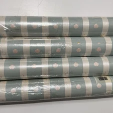 Norwall Wallpaper Coastal Regency Stripe Seashells 4 Sealed Rolls 55.76 sq ft Ea