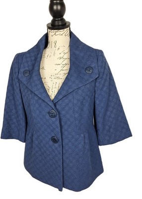 Women's Blue Boucle Flared Lightweight Jacket Blazer Classiques Entier  Sz S