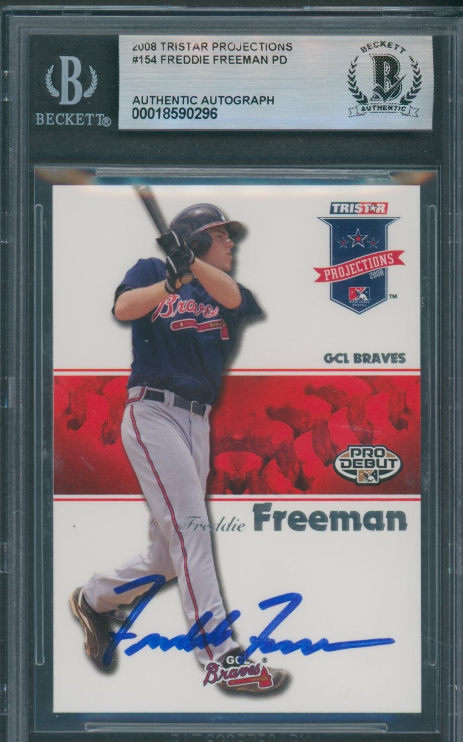 2008 Tristar Projections #154 Freddie Freeman Beckett Authentic Signed *0296 