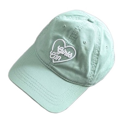 American Eagle Girls Can Baseball Hat Mint Green Sage Embroidered Heart Dad Cap