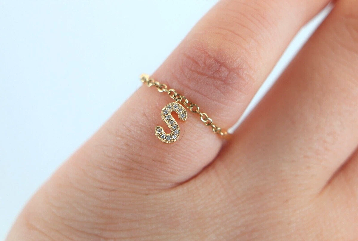 Dana Rebecca Designs 14k Yellow Gold Pave Diamond letter S initial