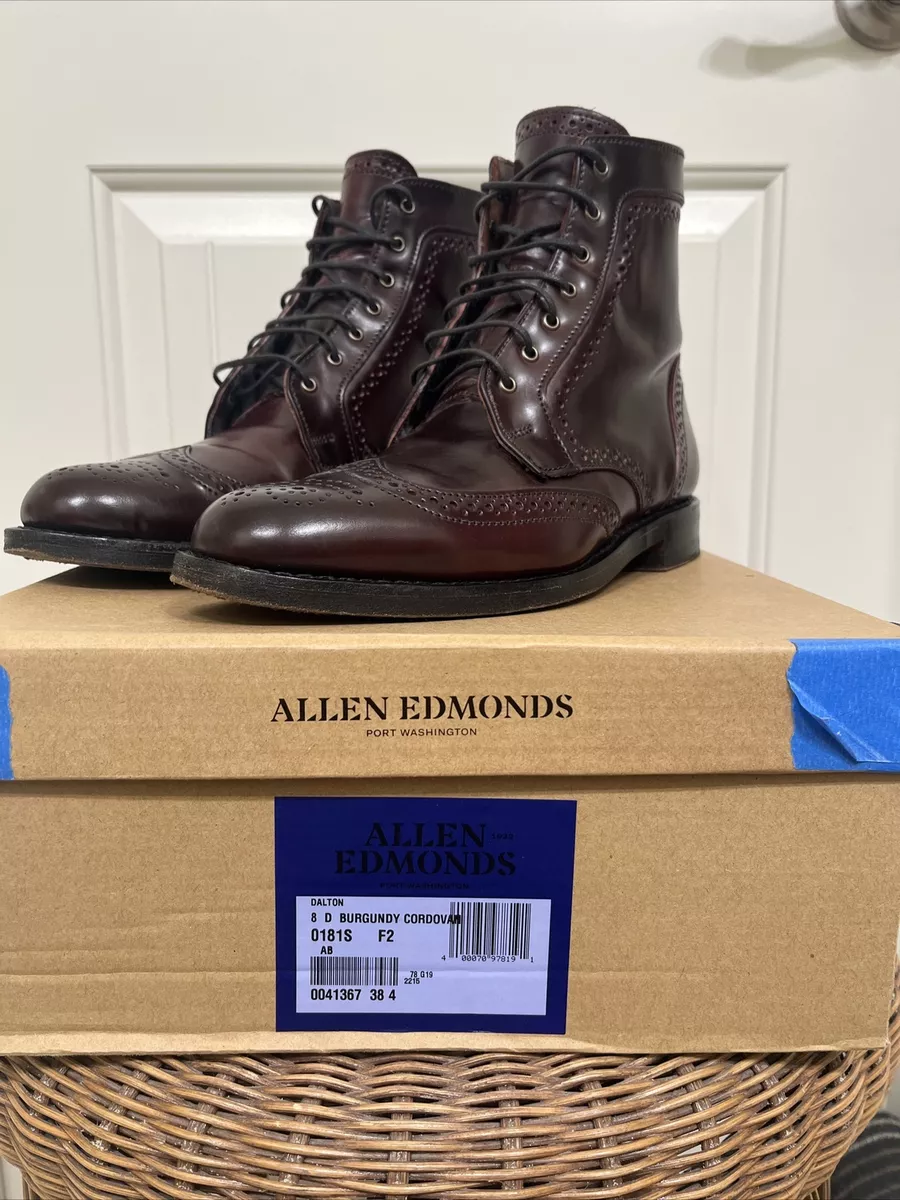 Allen Edmonds Dalton 8D shell cordovan wingtip leather dress boots