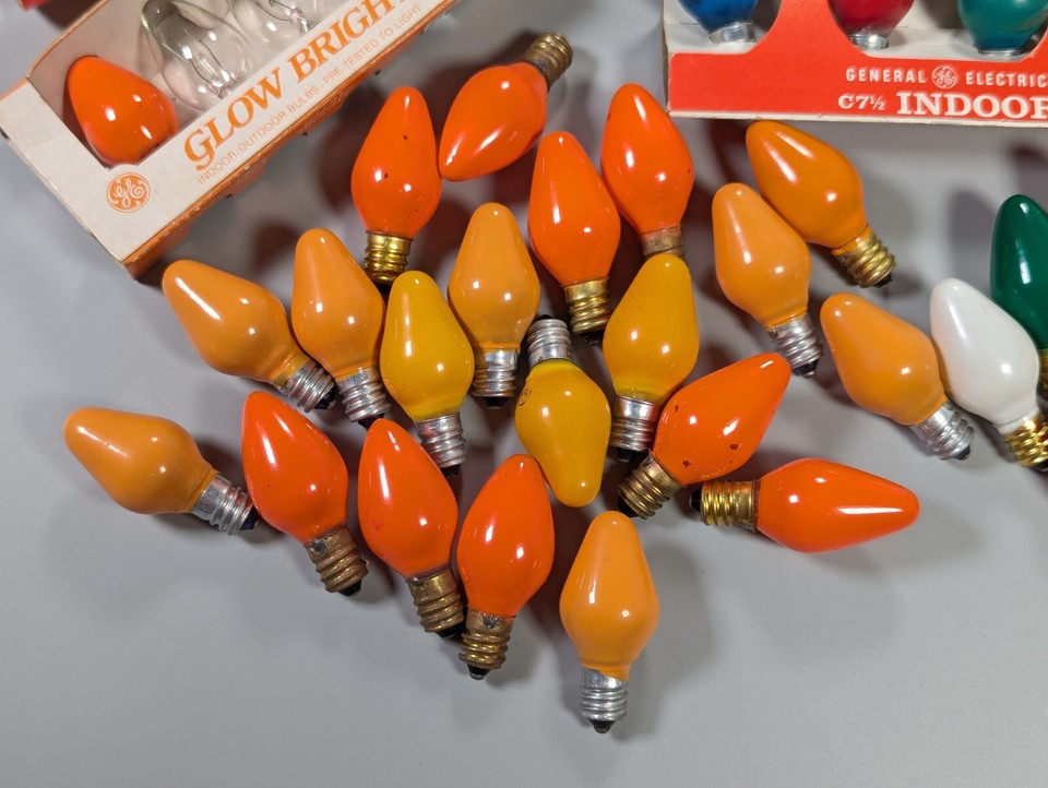 Vintage Christmas Light Bulbs GE Glow Bright & Cool Bright Candle