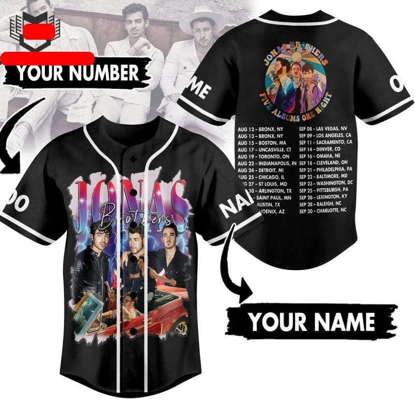 Jonas Brothers Five Albums One Night Baseball Jersey