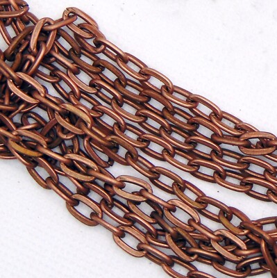 25 Feet Roll 5mm x.8mm  Antique'd Copper Finish Flat Cable Chain Nickel-free