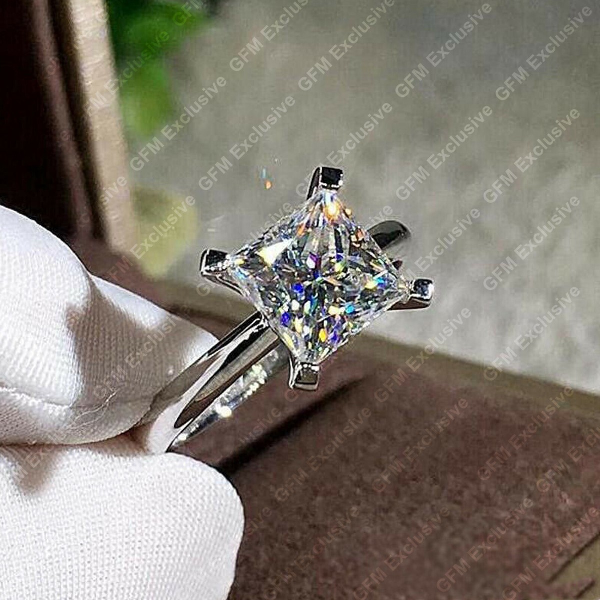 Ct Princess Lab Created Moissanite Prong Engagement Ring in Platinum  Finish - Main Image