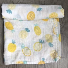 ANGEL DEAR Bamboo PINEAPPLE Muslin SWADDLE Receiving Crib Baby Blanket Lovey 47  