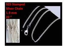 925 Stamped Silver Necklace Flat Curb Chain 22" 1.9 mm -Buy 2 Get 1 FREE