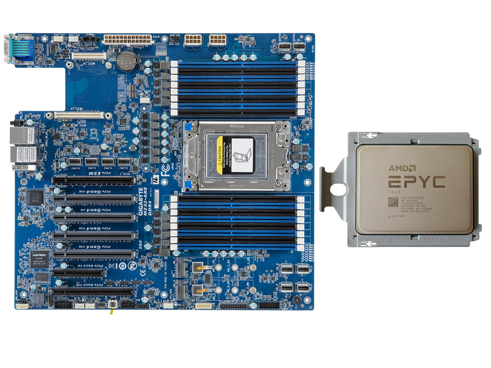 DDR4 8GBメモリ30枚超 DDR5 SSD CPU Gigabyte MZ32-AR0 (rev3.x) Motherboard +AMD EPYC 7663 CPU , 56