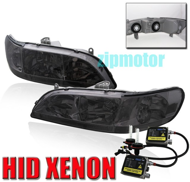 9802 HONDA ACCORD JDM SMOKE HEADLIGHTS LAMPS+6000K HID eBay