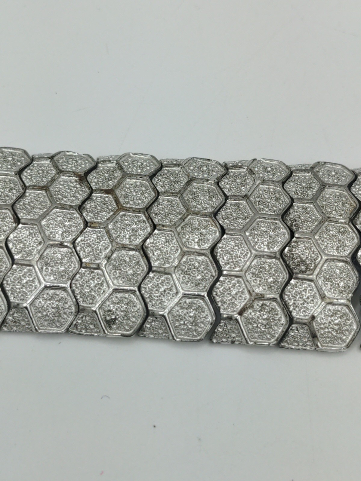 Coro Silver Chunky Geometric Pattern Bracelet Mod… - image 8