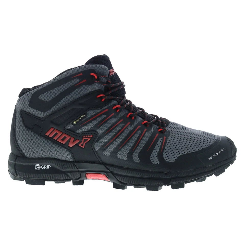 Botas de senderismo Inov-8 Roclite G 345 GTX 000802-GYBKRD de malla gris con cordones para hombre