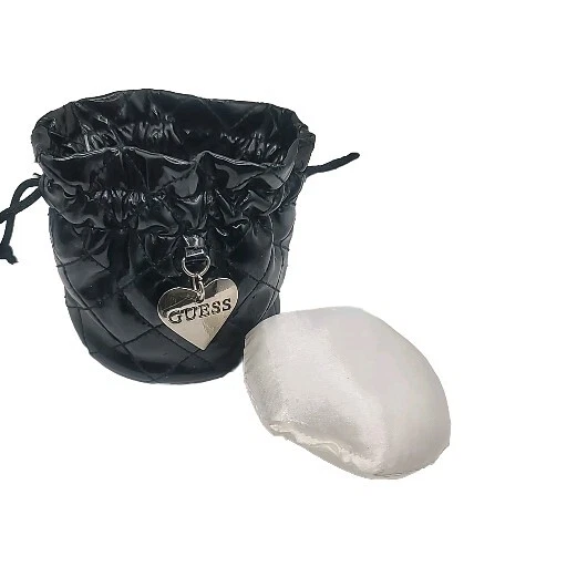 Guess Acolchado Negro y Plata Corazón Imitación Cuero Cordón Joyería Reloj Bolsa Foto 2 de 4