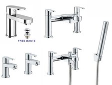 New Waterfall Bathroom Square Taps Chrome Basin Mixer Bath Filler Shower Tap Set