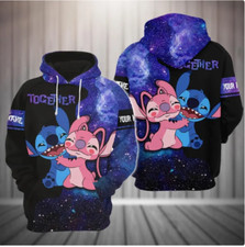 Custom Disney Stitch And Angel 3D HOODIE HALLOWEEN GIFT CHRISTMAS GIFT US SIZE