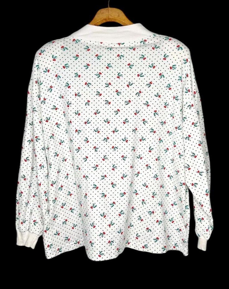 Vtg Gitano Christmas Ugly Sweater Sweatshirt Women Sz 2XL White Mistletoe Holly