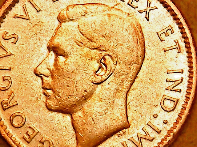 1947 Canada Cent AU Red-Brown Pointed 7 Maple Leaf King George VI