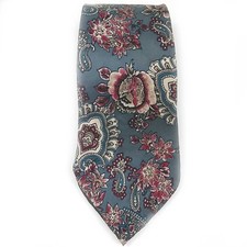Silk Accents Blue/Gray Floral Paisley Neck Tie 4 x 56
